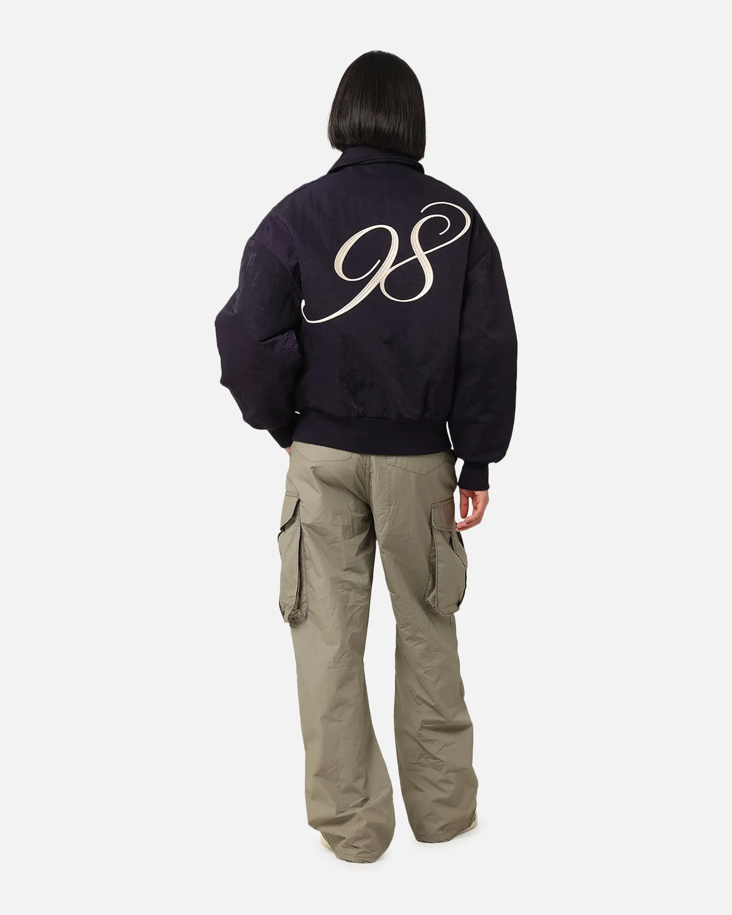 Loiter Pitch Varsity Jacket Navy nylon ZipperClosure