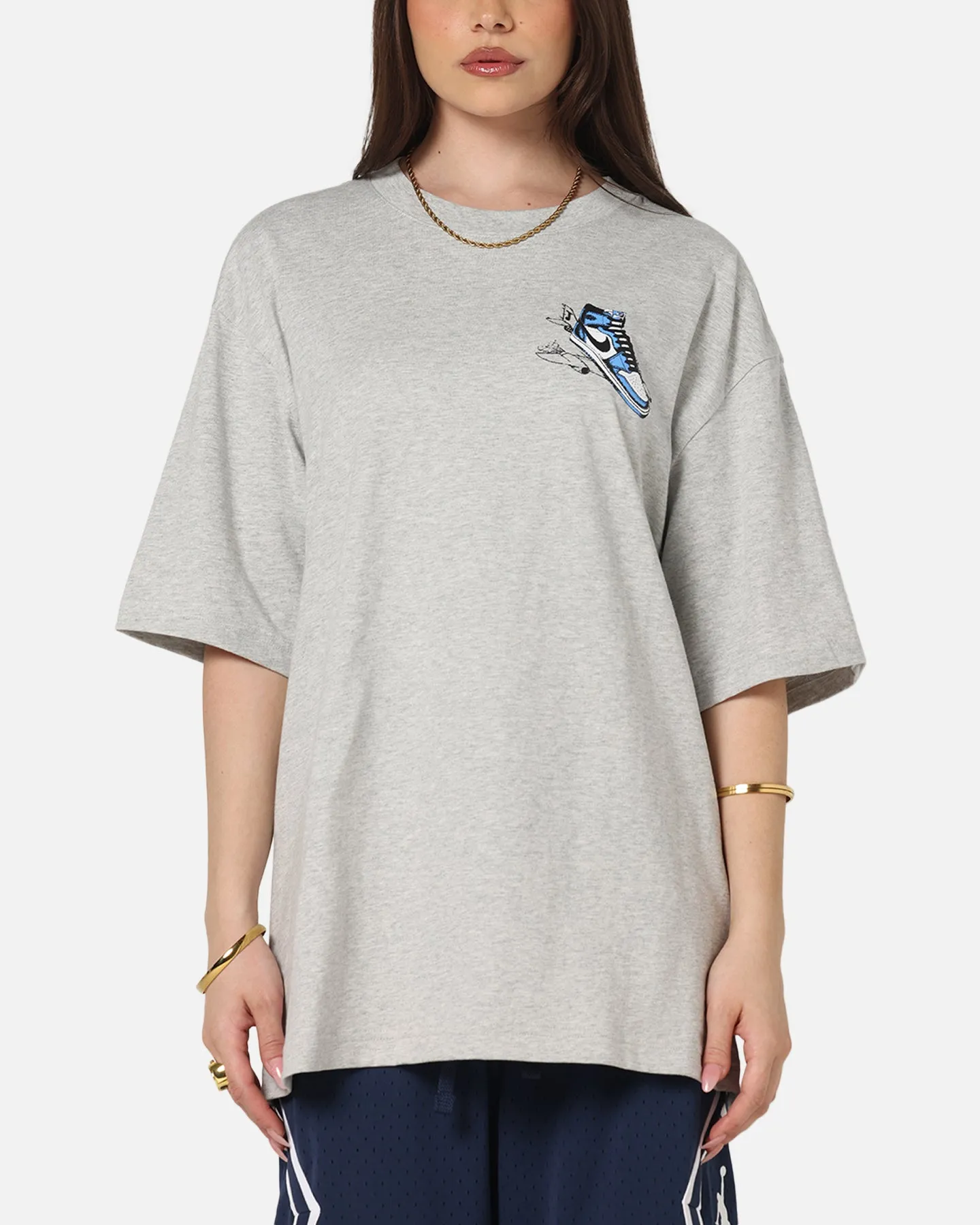 Ultimate Fit Jordan AJ1 North Carolina T-Shirt Grey Heather/White