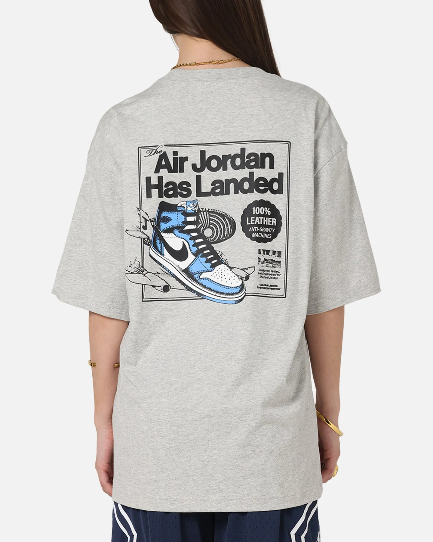 Quick Drying Jordan AJ1 North Carolina T-Shirt Grey Heather/White