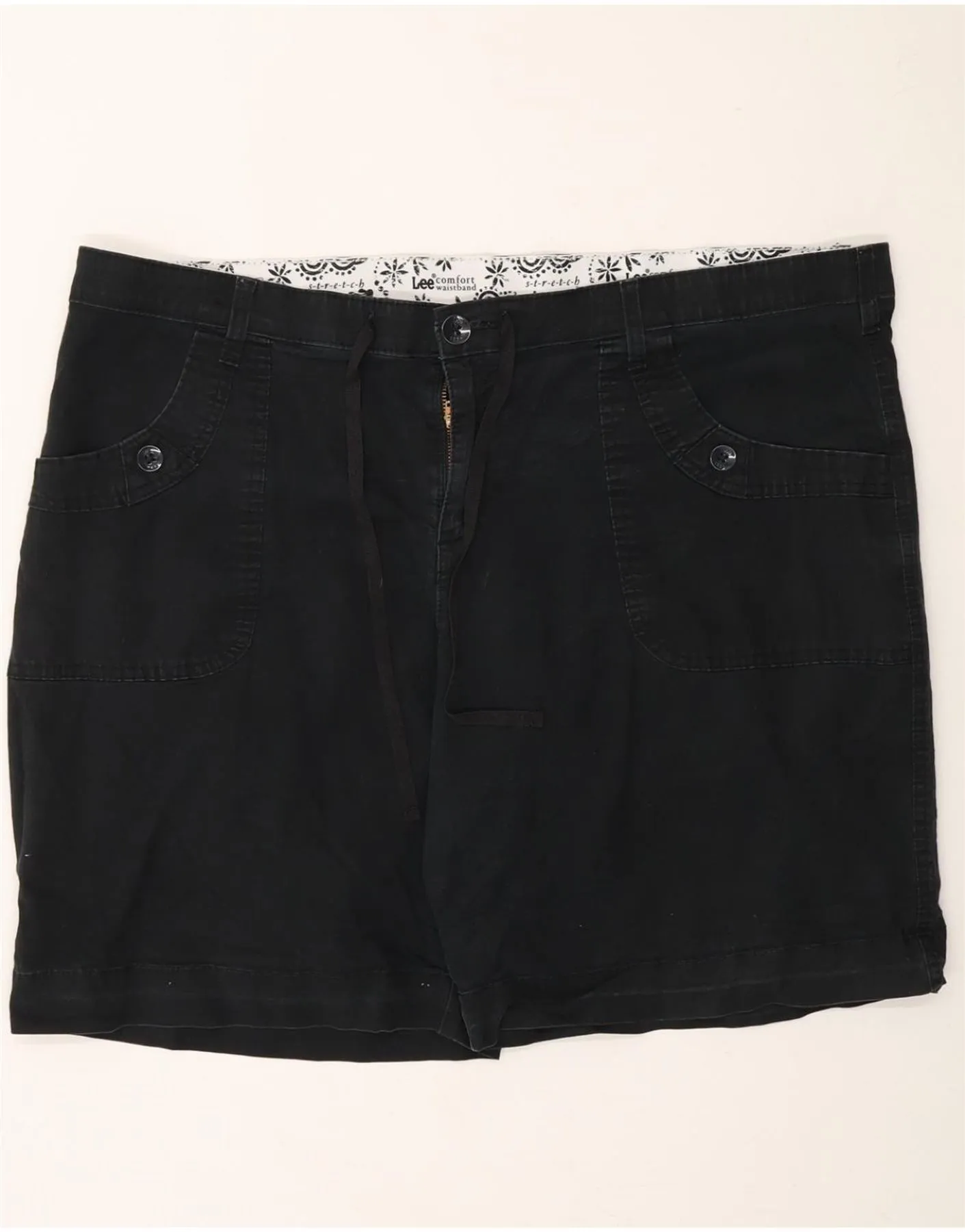 MoistureWickingLining Outdoor Relax LEE Womens Casual Shorts US 24 4XL W48 Black Cotton