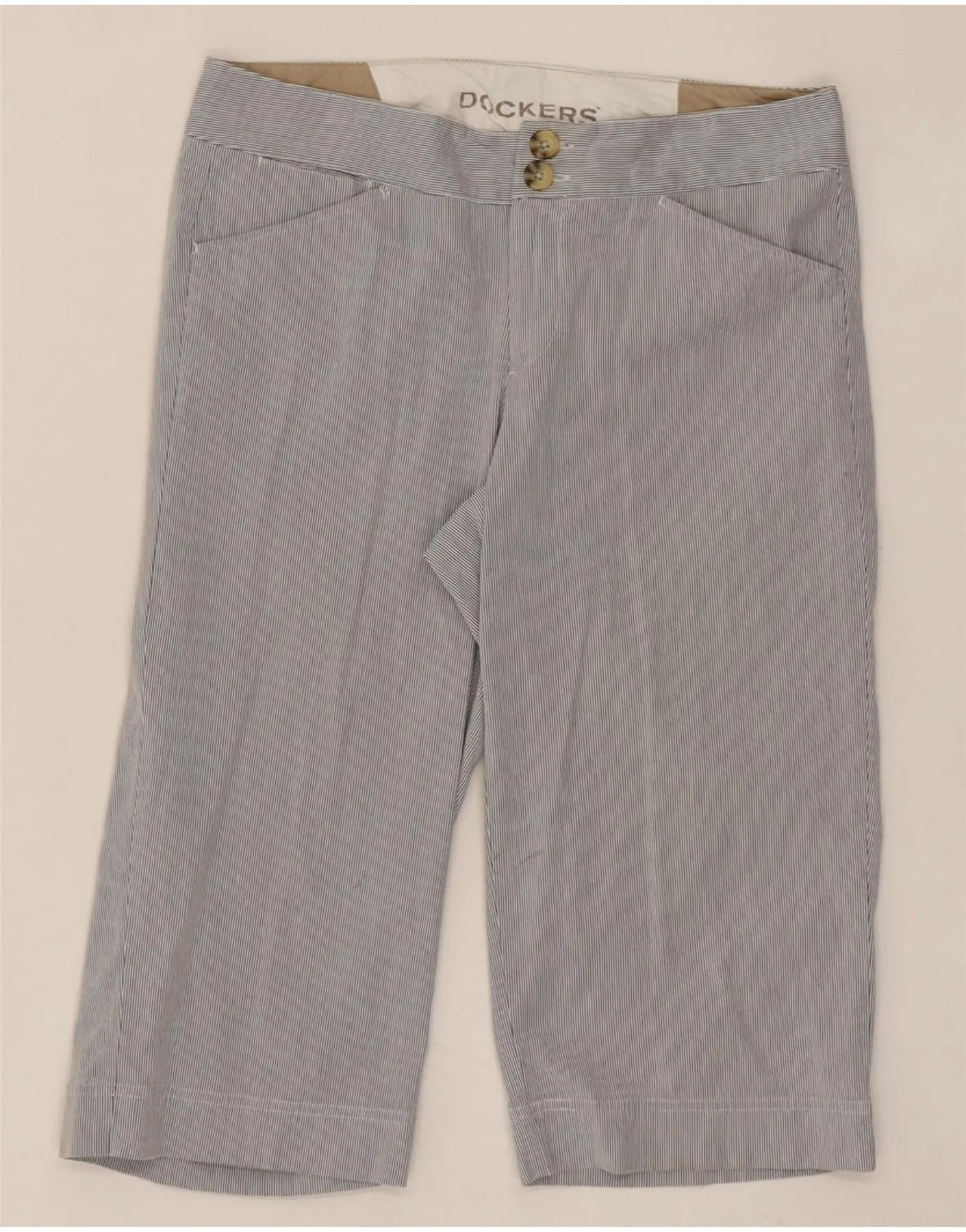 Cool Weather DOCKERS Womens Bermuda Casual Shorts US 10 Large W32  Blue Pinstripe