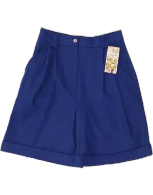 Reflective Safety Details RecycledPolyester VINTAGE Womens High Waist Wide Leg Casual Shorts IT 46 Large W28 Blue Wool