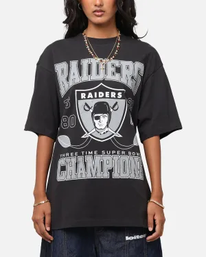 Mitchell & Ness Las Vegas Raiders Pinnacle T-Shirt Faded Black Buttery Soft Fabric