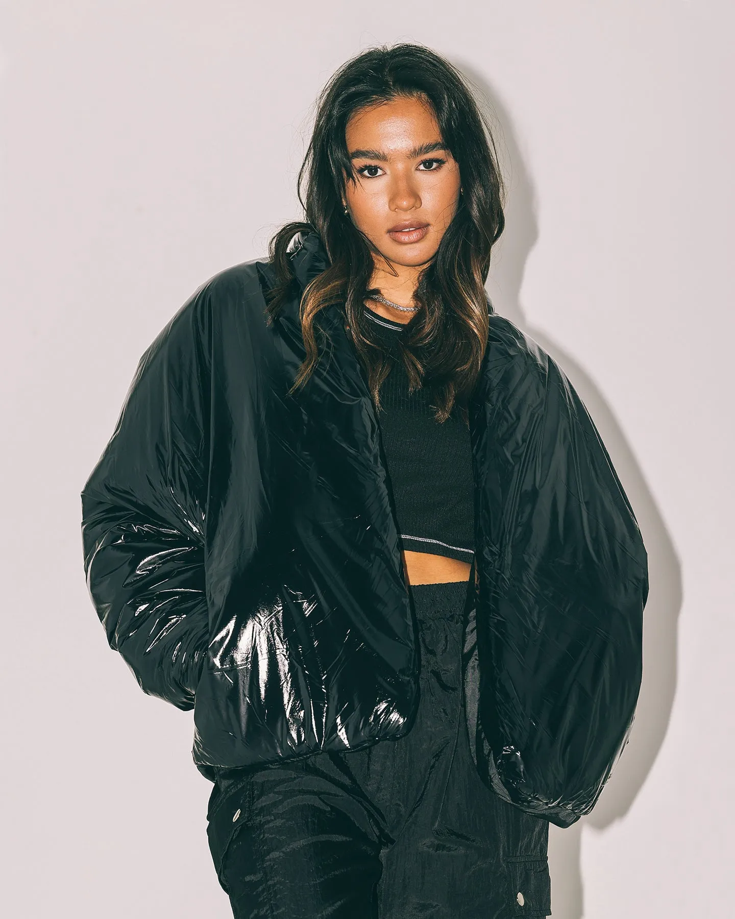 Crush Club Paradise  Paxton Puffer Jacket Black