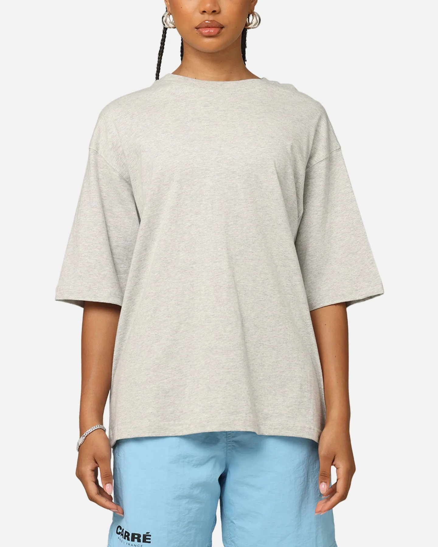 Carre Blanc Boxy T-Shirt Grey Marle Buttery Soft Fabric PreShrunkCotton
