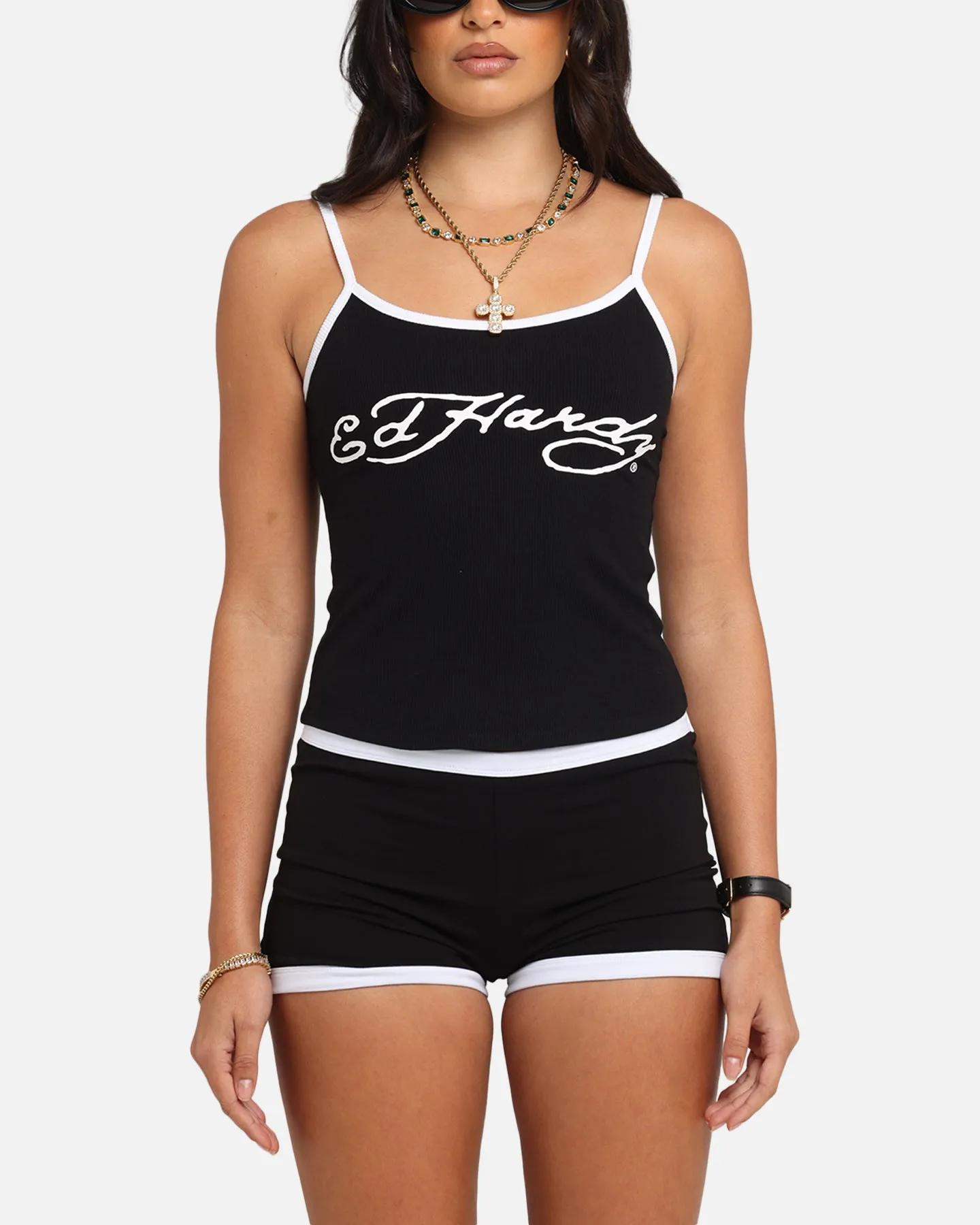 Ed Hardy Women's Logo Camo Singlet Black/White Luxury exclusivity skinny but not tight