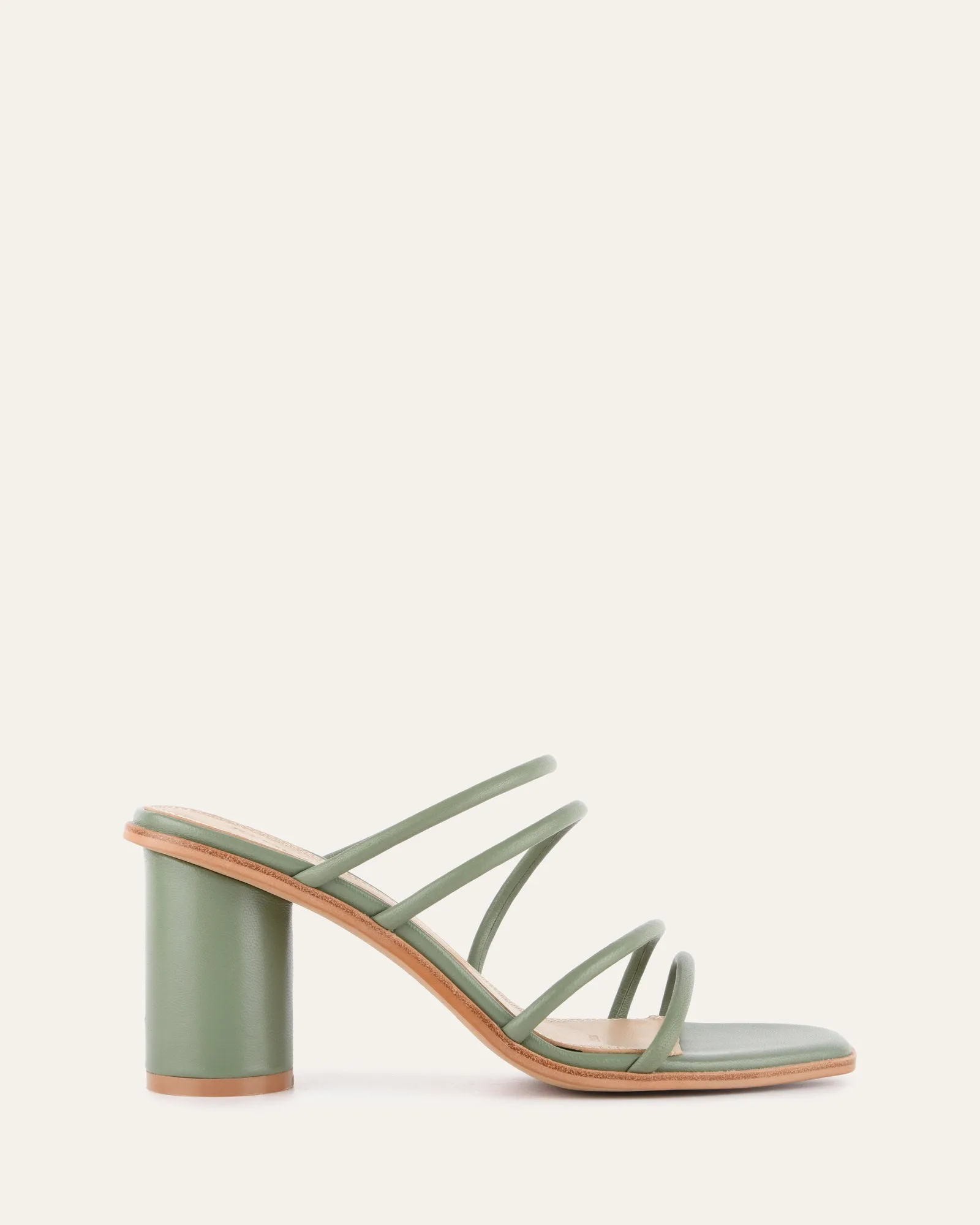 NAOMI MID HEEL SANDALS PISTACHIO GREEN LEATHER Fresh Detail High Style