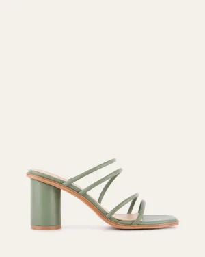 Elegant Stiletto Shoes Breathable Material NAOMI MID HEEL SANDALS PISTACHIO GREEN LEATHER