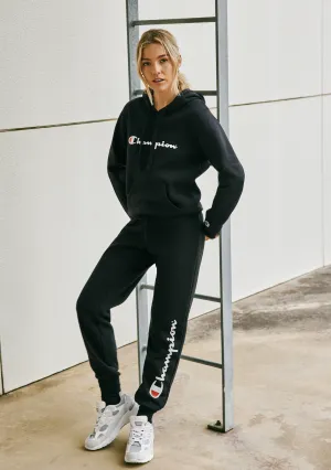 Champion Women's Script Cuff Pants Black Sporty Appeal Stretch Support Fit