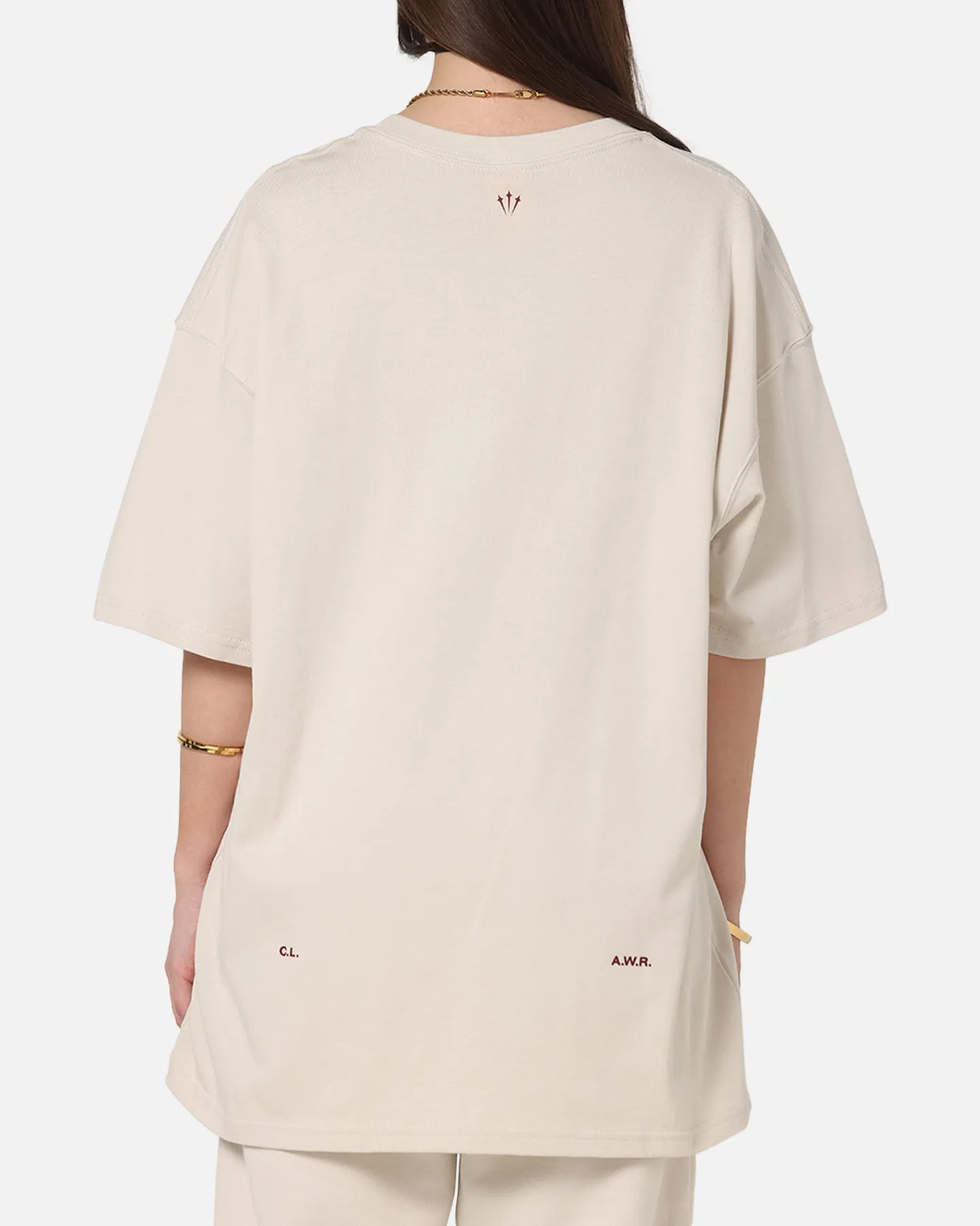 Embroidered Details Ribbed Collar Trim Nike Nocta CS T-Shirt Lt Orewood Brown