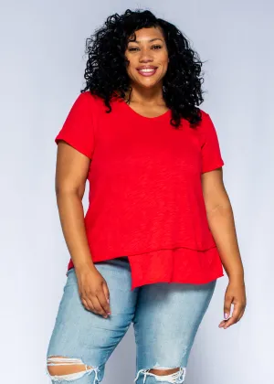 Leisure Casual Short Sleeve EZ Crossover Hem Top