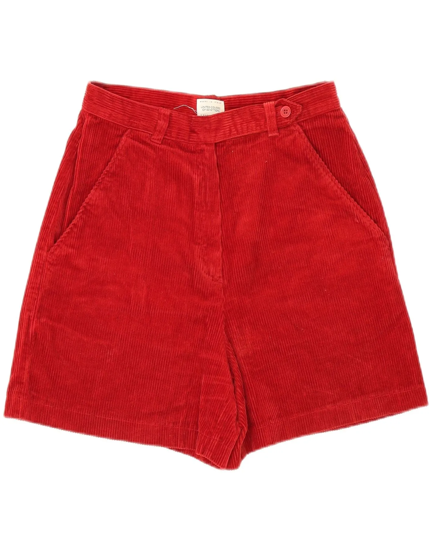 Flexible Waistband BENETTON Womens Corduroy Shorts W28 Medium  Red Cotton