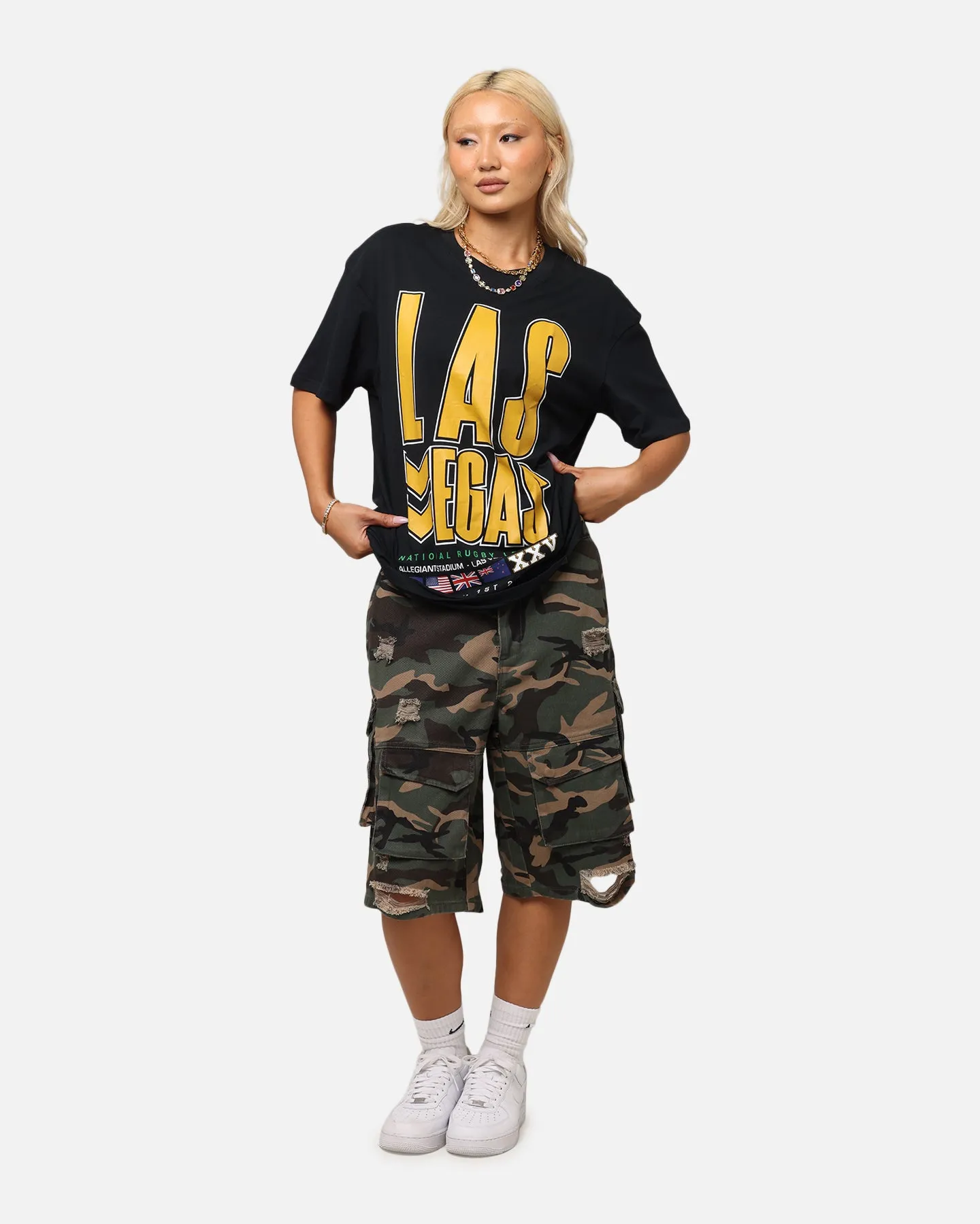 Relaxed Comfort Wear Bleacher Athletic NRL 2025 Las Vegas Round T-Shirt Black