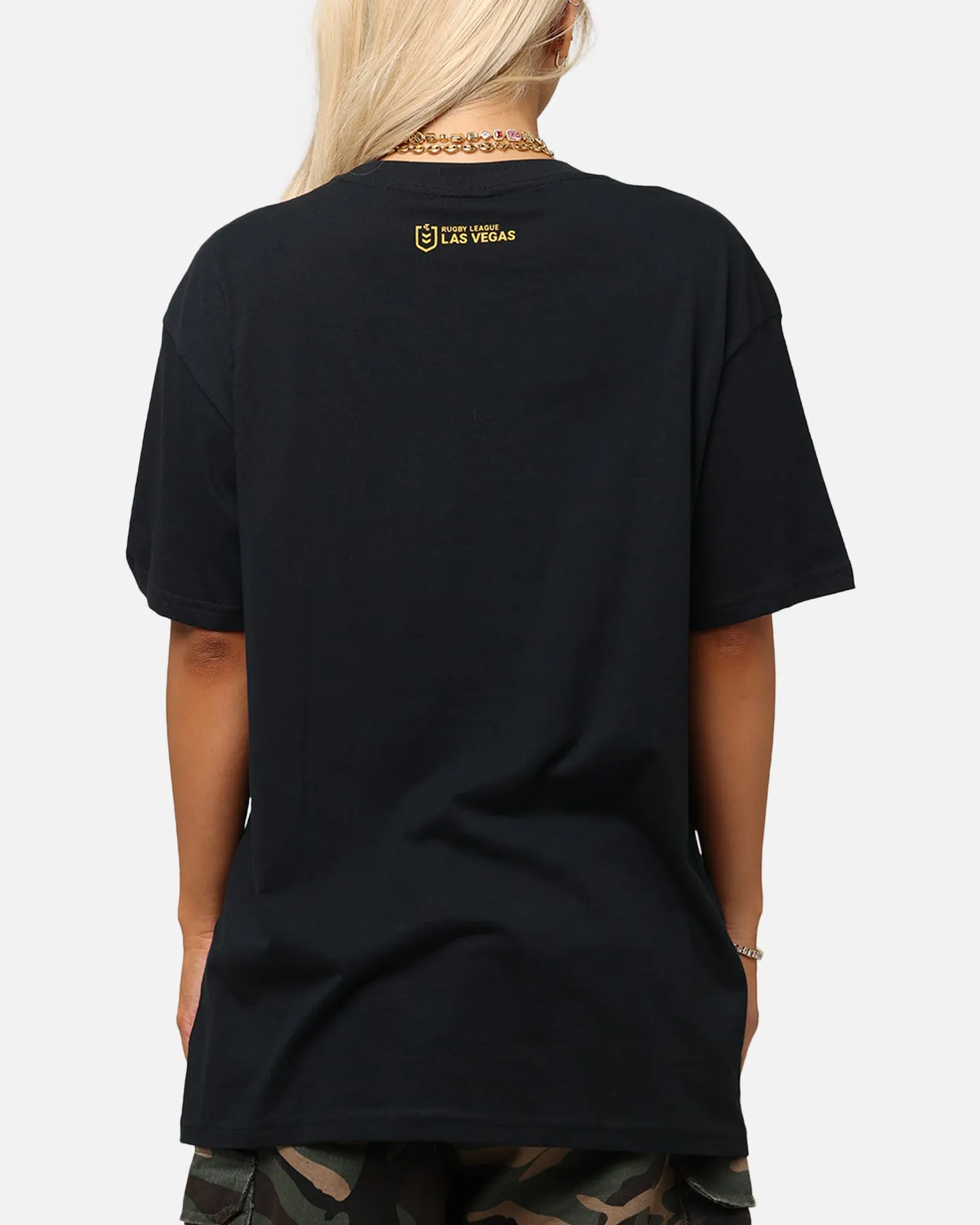 Bleacher Athletic NRL 2025 Las Vegas Round T-Shirt Black Urban Streetwear Everyday Wearable