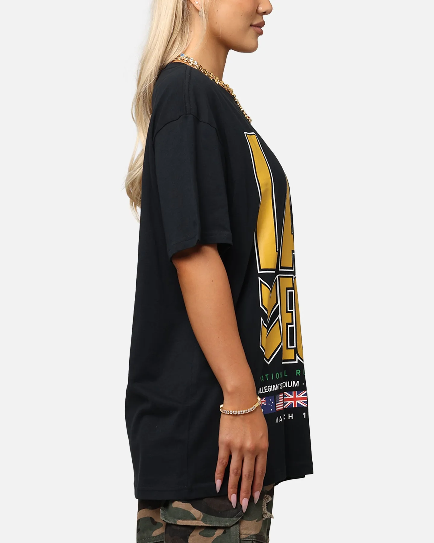 Solid color purity Essential Look Bleacher Athletic NRL 2025 Las Vegas Round T-Shirt Black