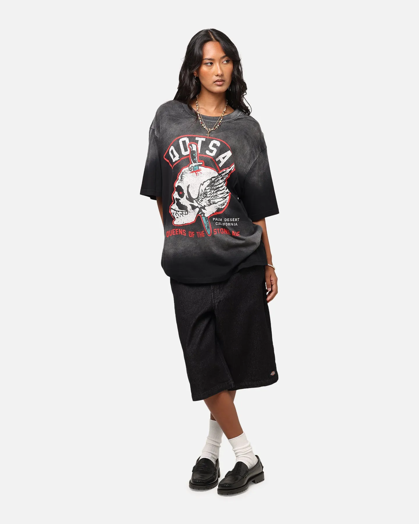 Queens Of The Stone Age Stone Age Vintage T-Shirt Washed Black Holiday Wear Lightweight Fashion