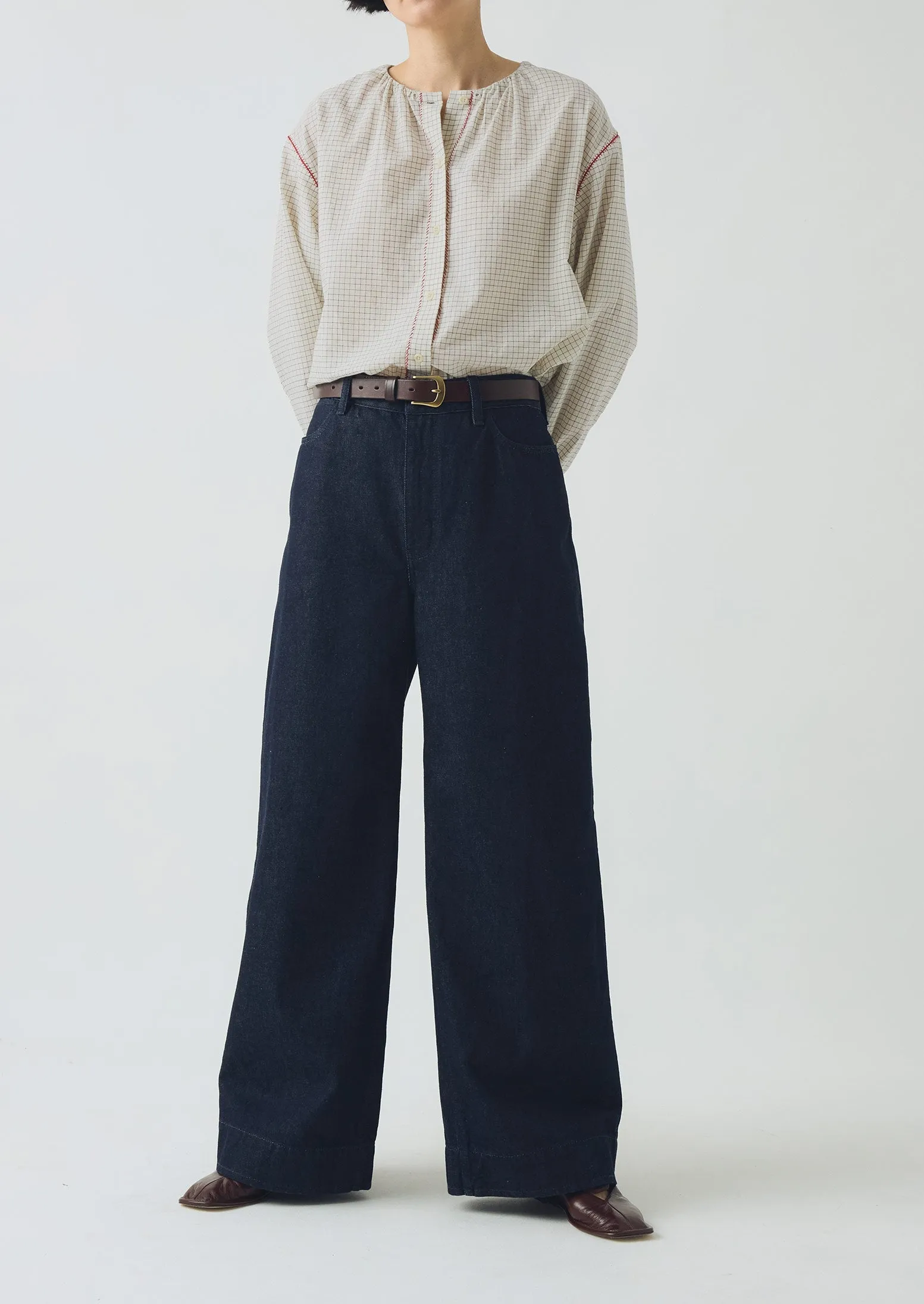 Travel Ready Wide Leg Denim Pants | Indigo