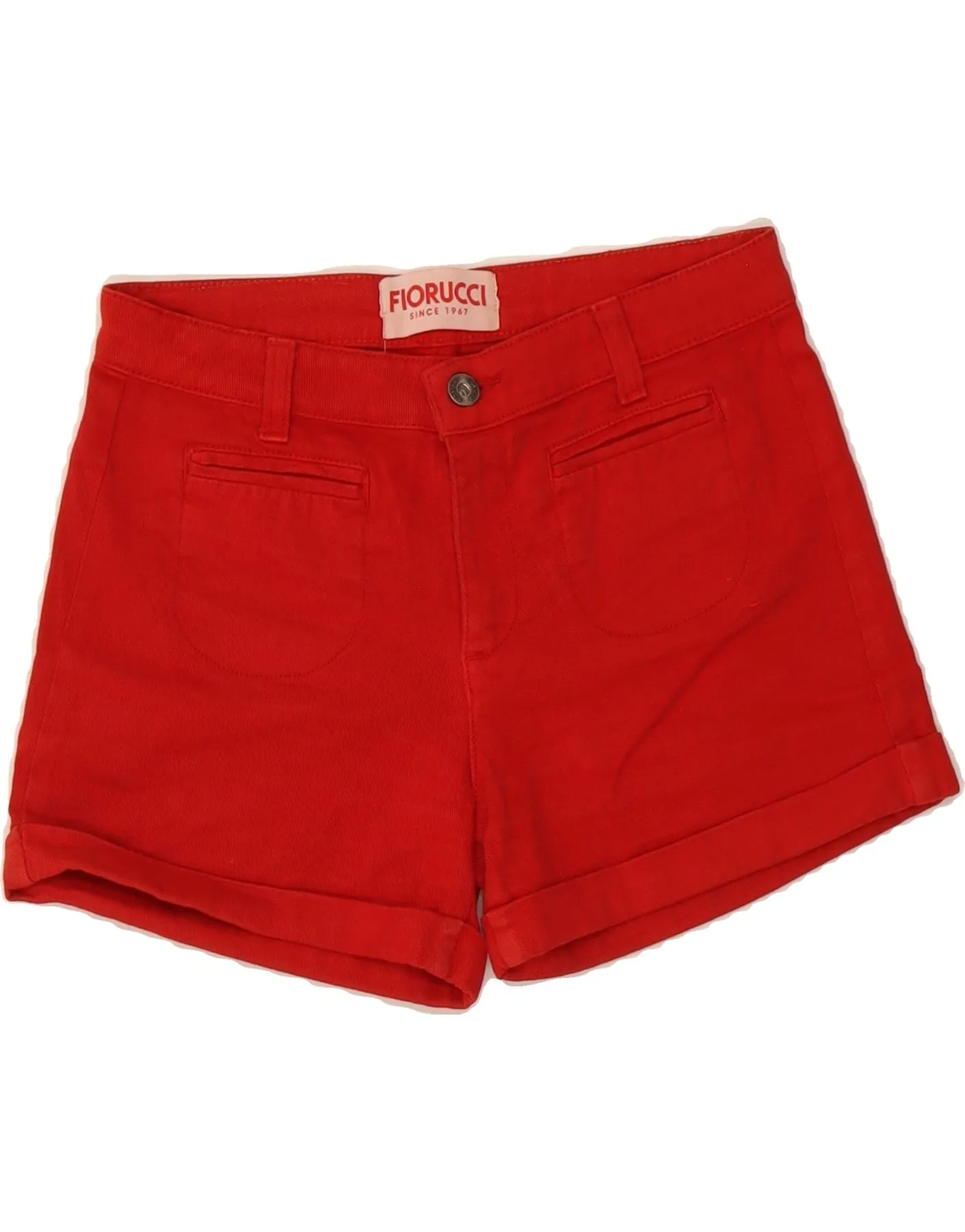 FIORUCCI Womens Denim Shorts W30 Medium Red Zipper pockets