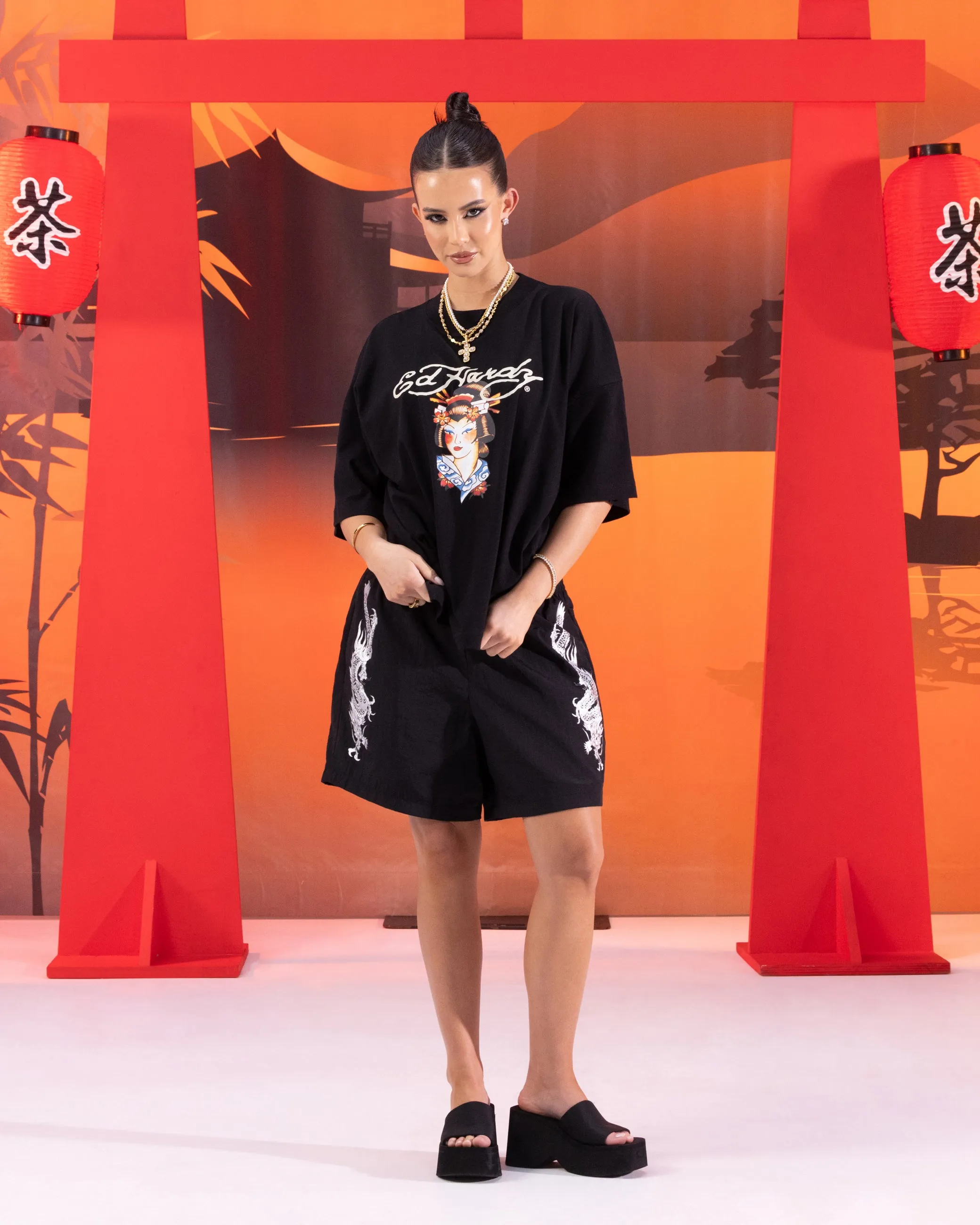 Ed Hardy Geisha T-Shirt Black Comfy Comfort Printed design
