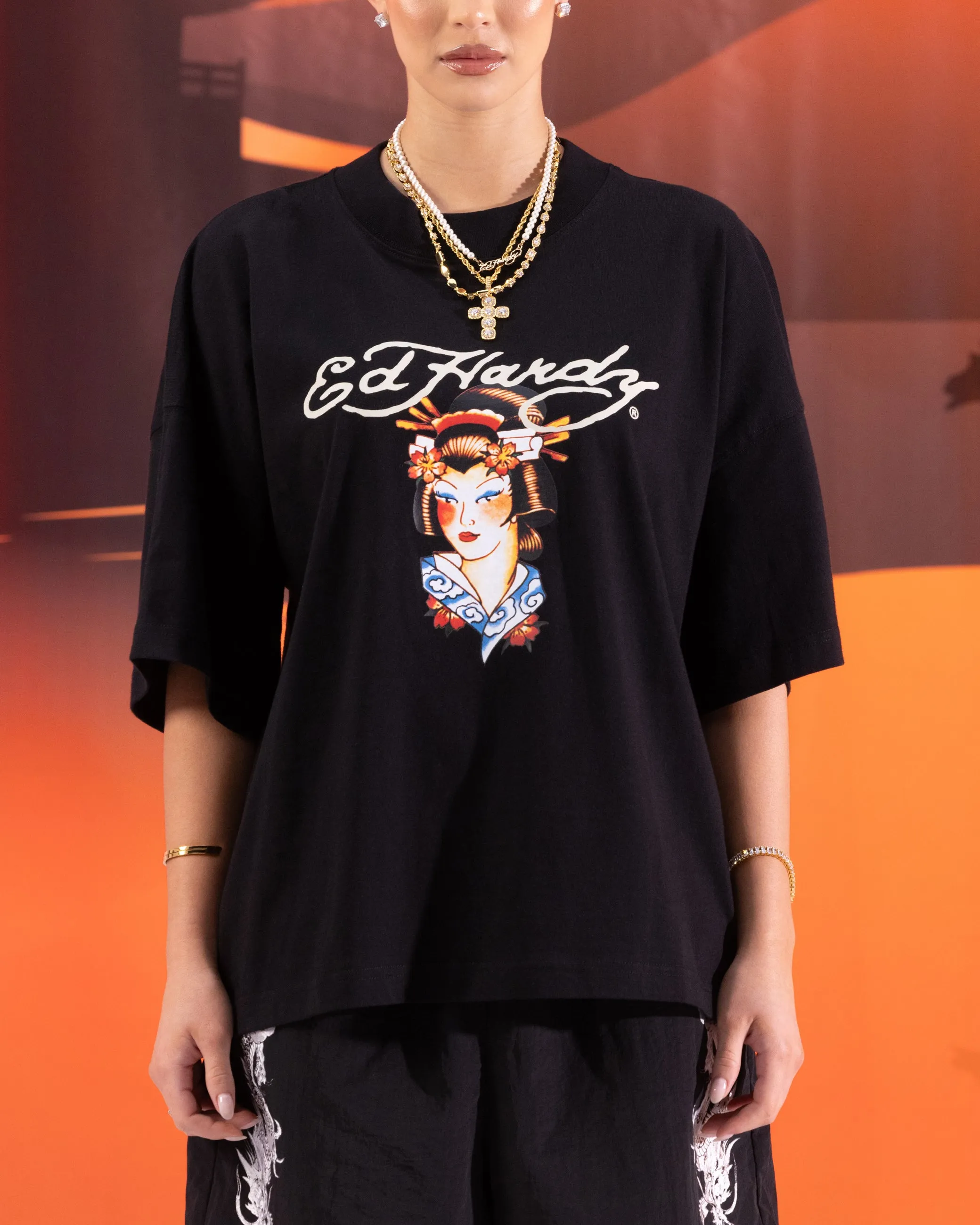 Ed Hardy Geisha T-Shirt Black Anti Pilling Surface