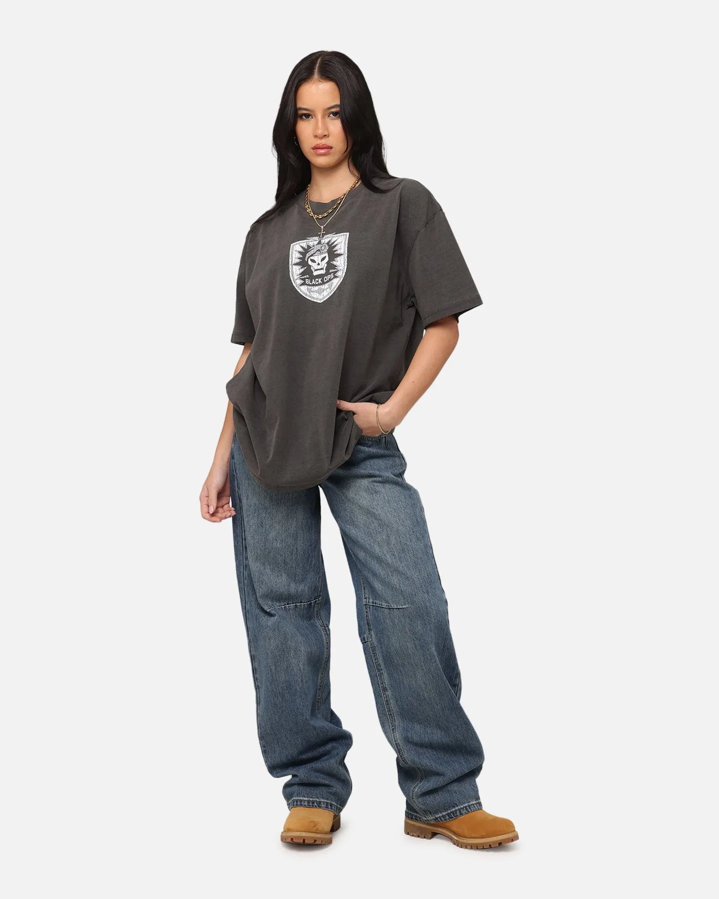 Goat Crew X Call Of Duty Black Ops Heavy T-Shirt Black Wash Low Profile Collar Sustainable Textile