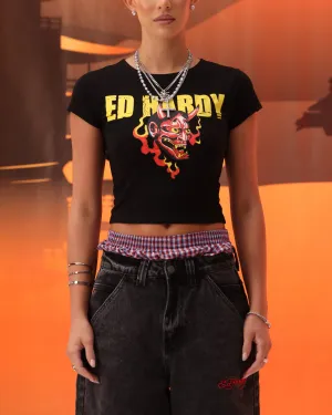 Outdoor Comfort Bold and Comfortable Ed Hardy Women's Blaze Baby T-Shirt Black