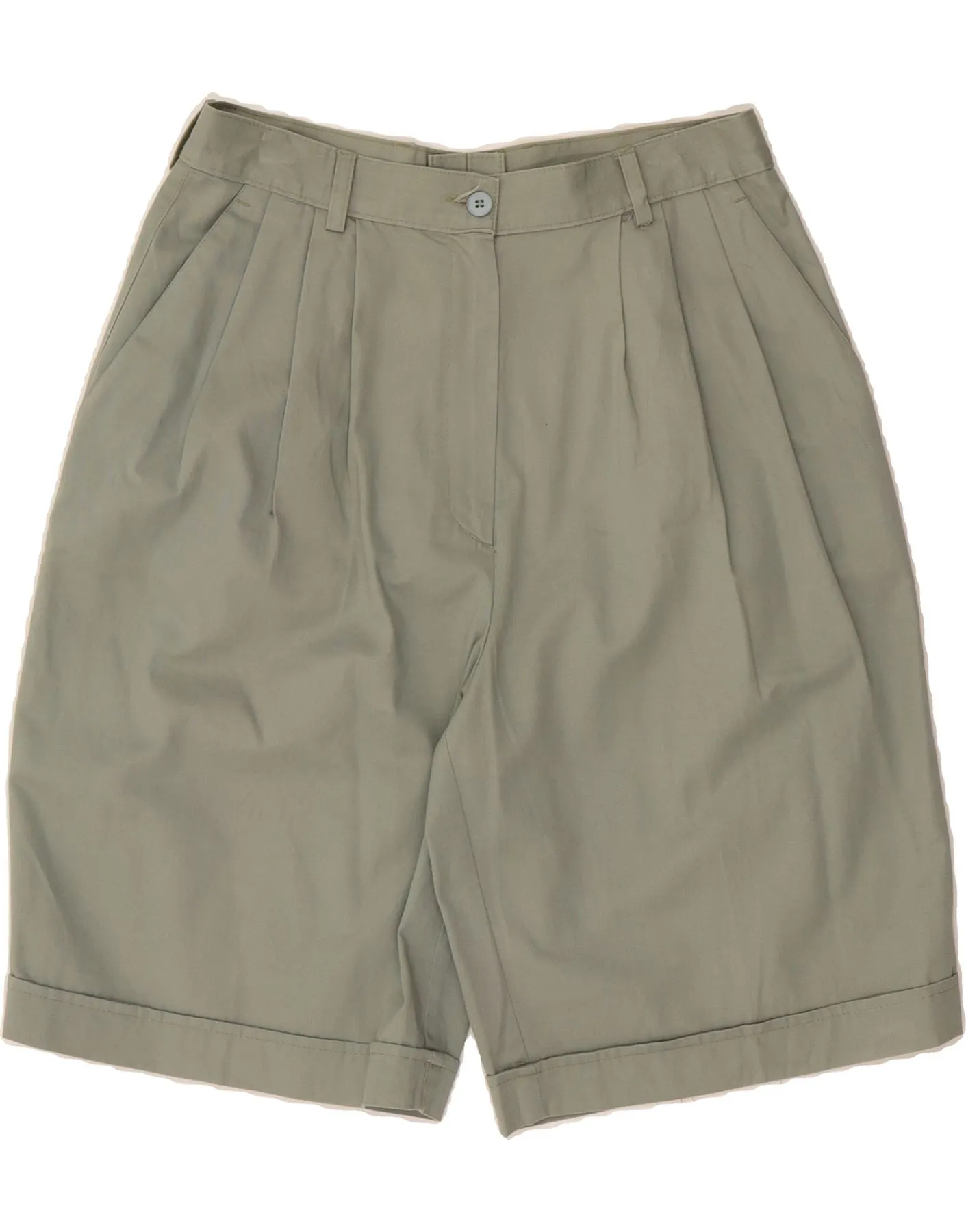 VINTAGE Womens High Waist Pegged Casual Shorts IT 46 Large W28  Green hoodie checkered pattern