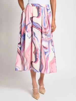 Polka Dot Relaxed Style Watercolor Crepe de Chine Maxi Skirt - Vanity Fit