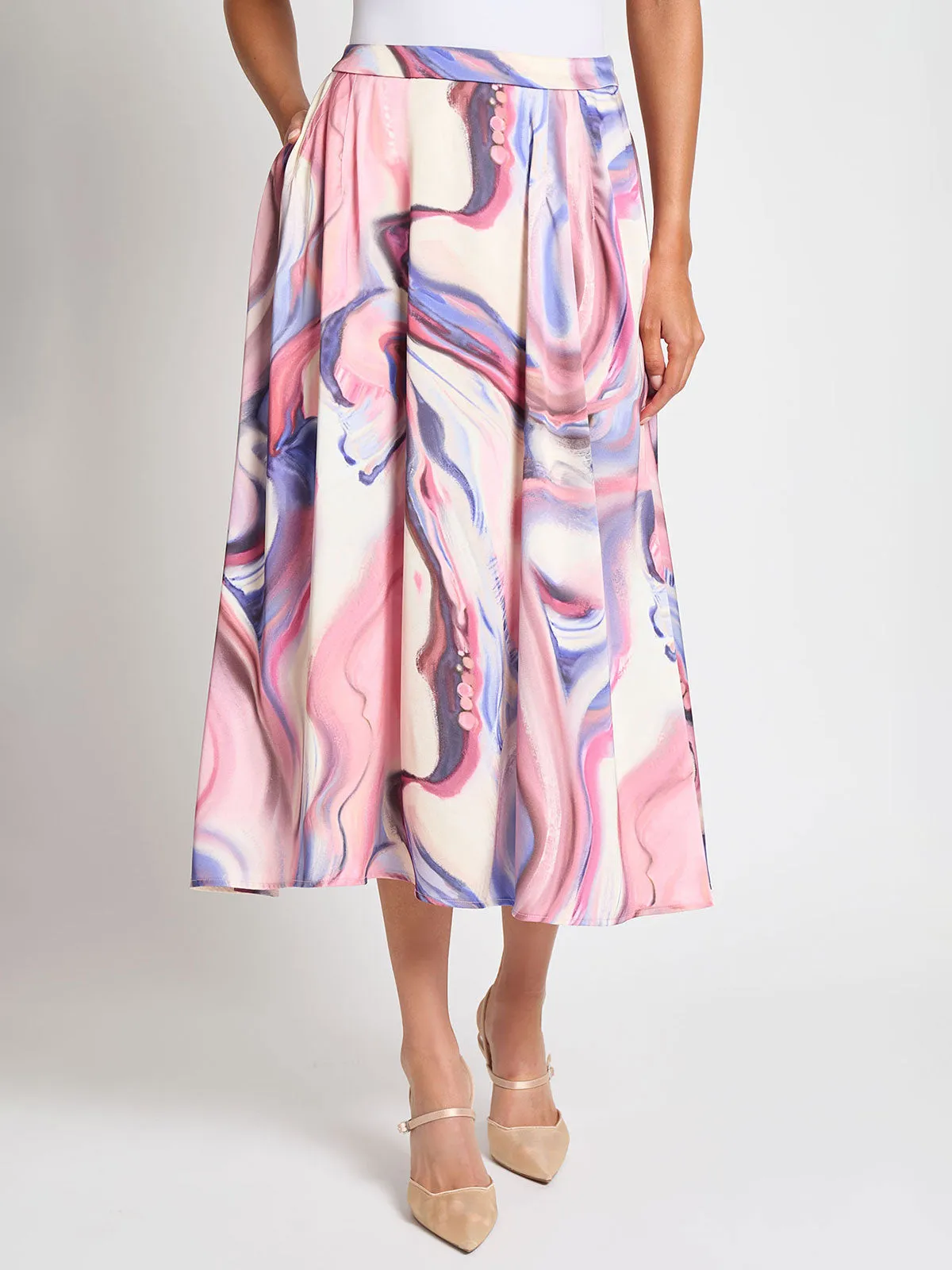 Watercolor Crepe de Chine Maxi Skirt - Vanity Fit Vibrant Touch