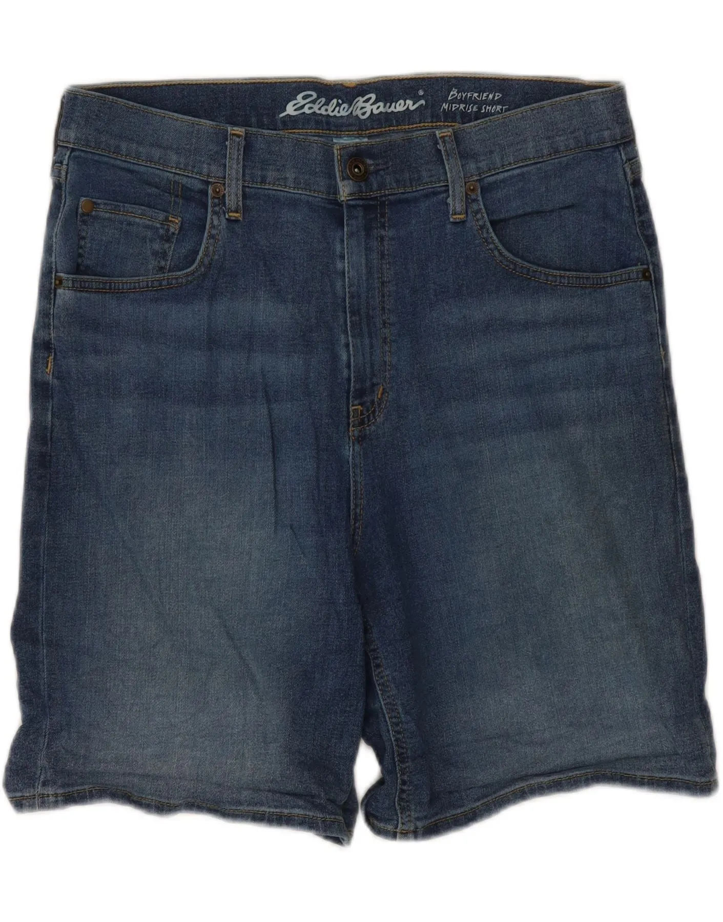 EDDIE BAUER Womens Boyfriend Mid Rise Denim Shorts US 10 Large W32  Blue Personalized