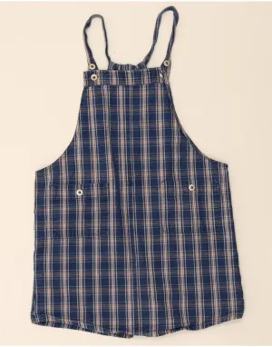 VINTAGE Womens Dungarees Casual Shorts 2XL W40 Navy Blue Check Cotton Cozy Wear Body Friendly