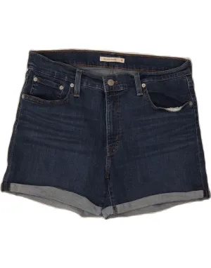 LEVI'S Womens Mid Rise Denim Shorts W32 Large Blue Cotton Chill Comfort Design Mesh Fabric