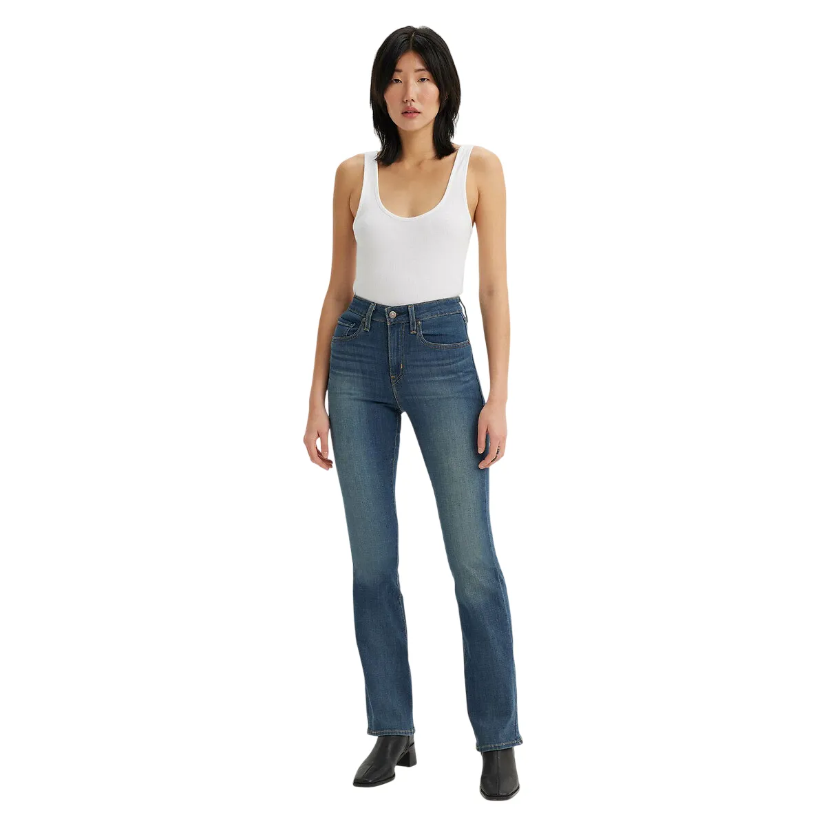 Elegant Party Look Winter Warmth Levi's pantalone jeans da donna a vita alta a zampa Bootcut 187590121 blu