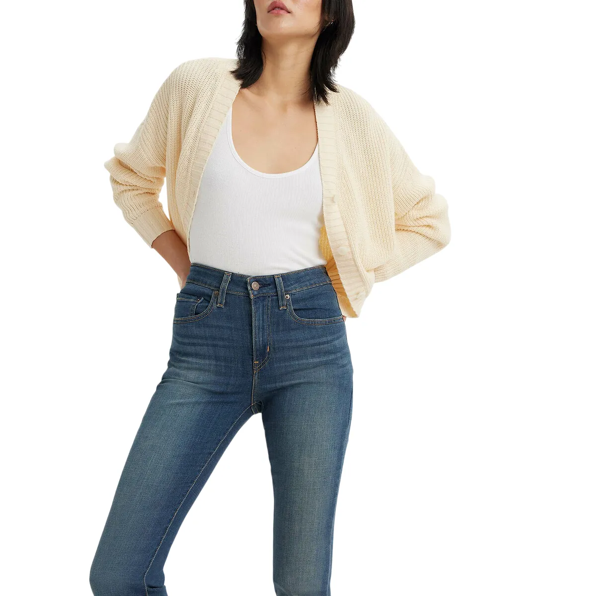 Levi's pantalone jeans da donna a vita alta a zampa Bootcut 187590121 blu Timeless Option Soft Date Night Street Fashion