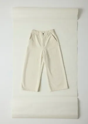 Relaxed Wide Leg Denim Pants | Ecru SoftTouchFinish Printed design