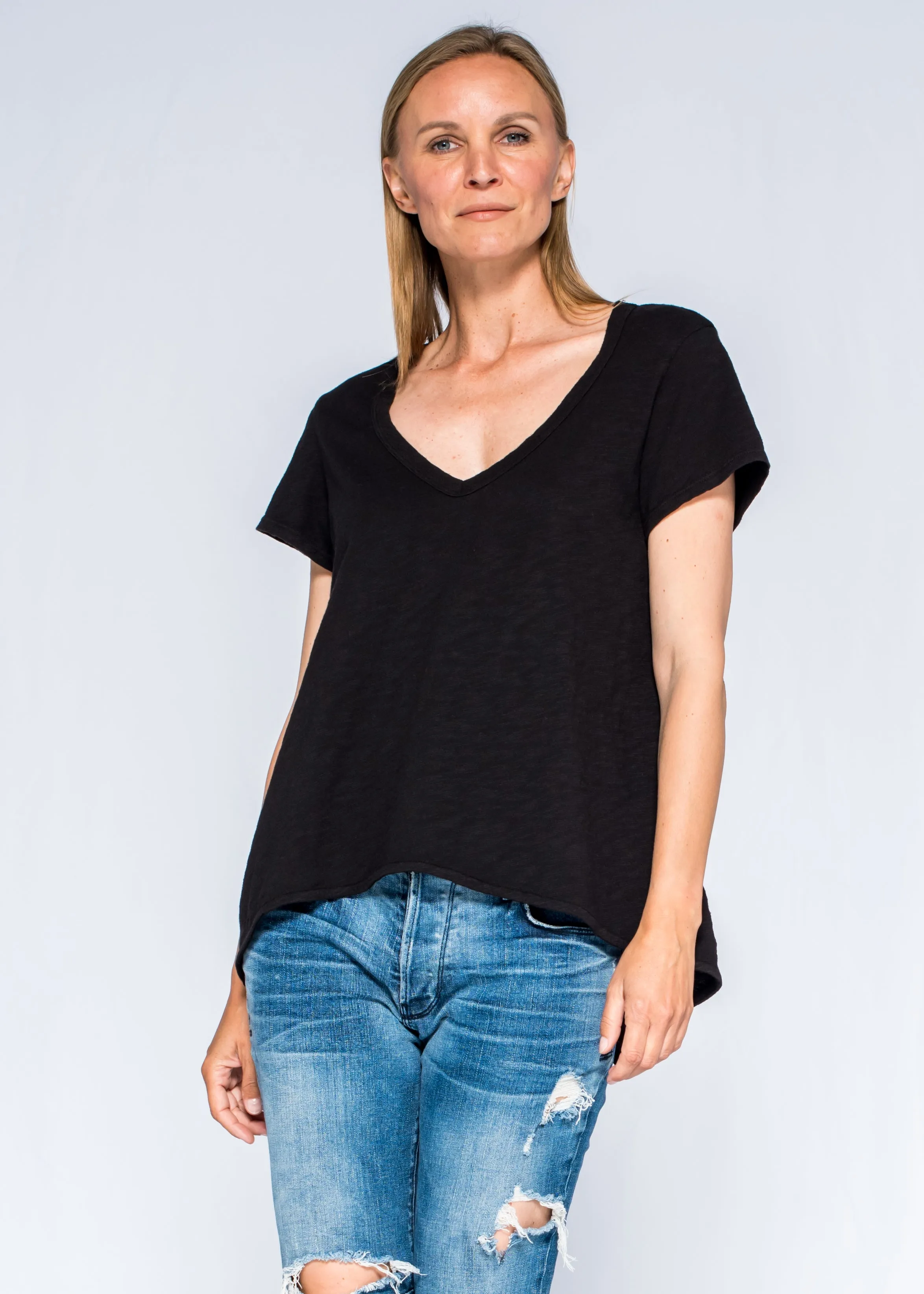 Short Sleeve Sexy BF Shrunken Deep V-Neck Trendy Piece Streetwear Style