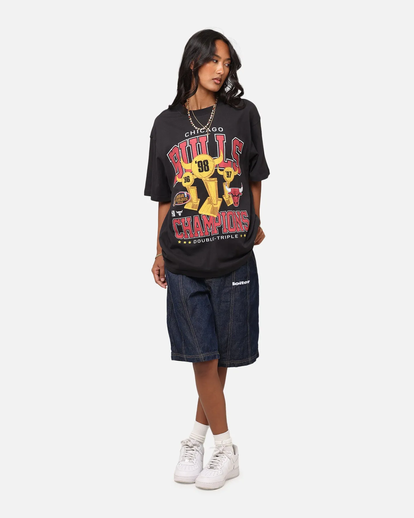 Quick Fit Cool Design Mitchell & Ness Chicago Bulls Pinnacle T-Shirt Faded Black