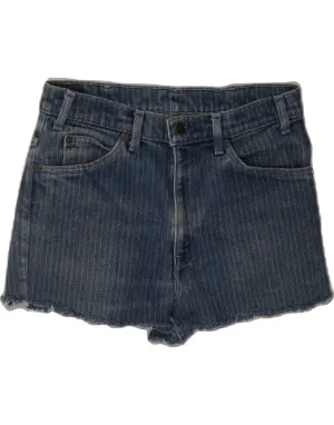 VINTAGE Womens Denim Shorts W32 Large Blue Pinstripe Flatlock Seam Technology Cool Fit