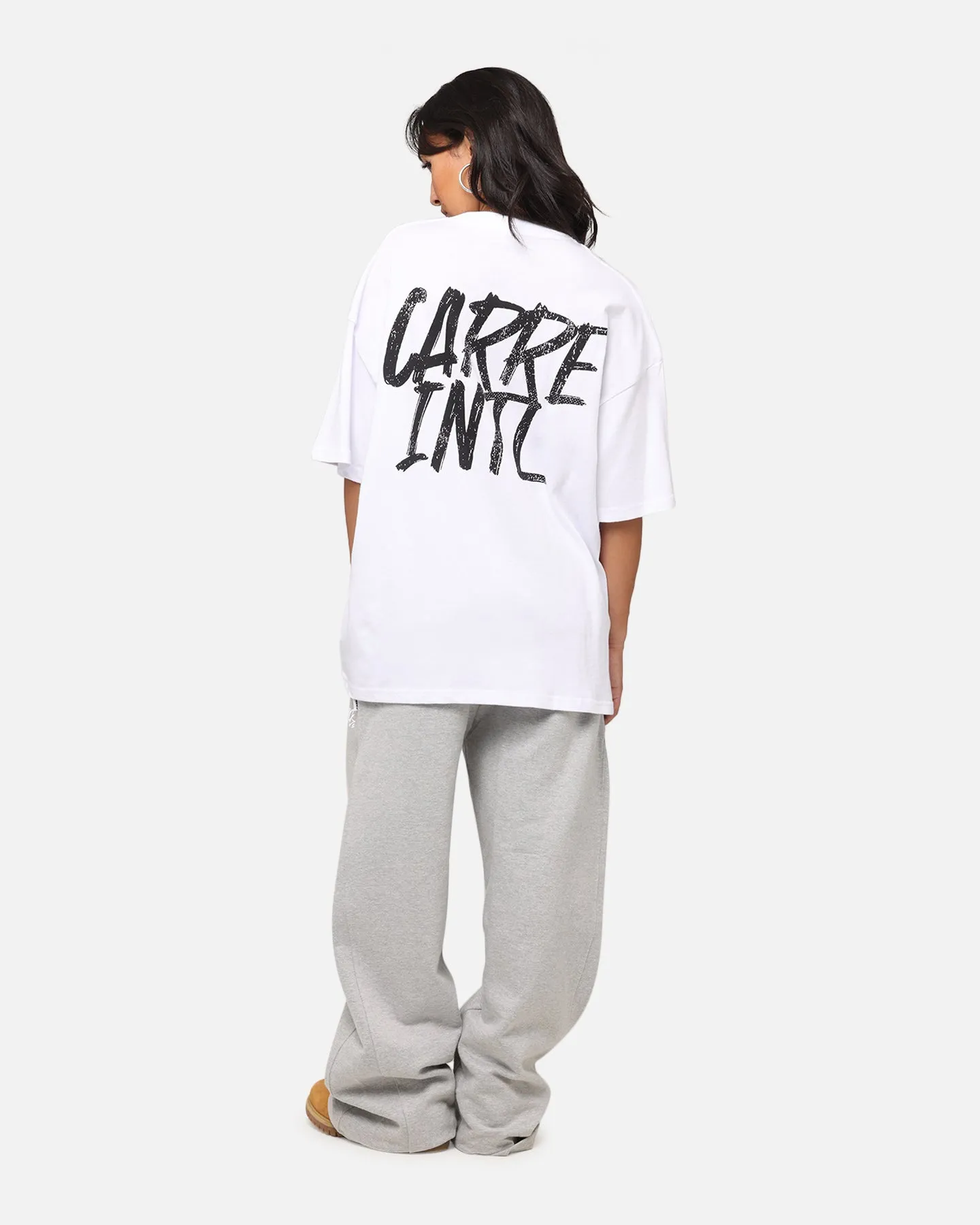 Carre Intl Drop Shoulder T-Shirt White Recycled Material Set In Sleeve