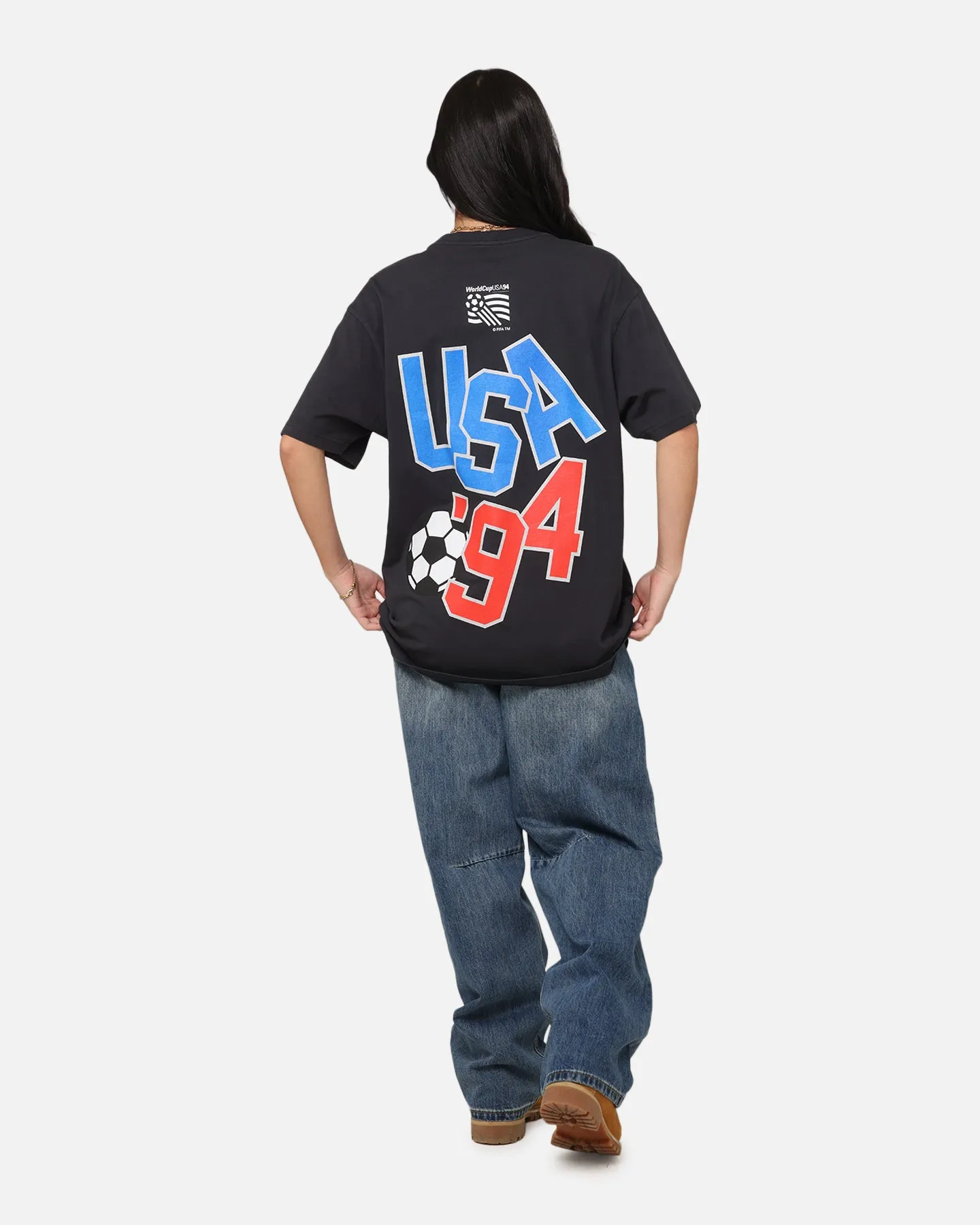 Sustainable Material Blend Classic Layer Wear Fifa USA Mascot World Cup T-Shirt Faded Black