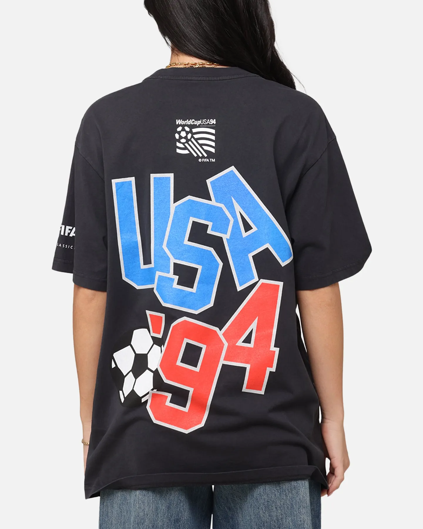 Fifa USA Mascot World Cup T-Shirt Faded Black Versatile Piece contrast