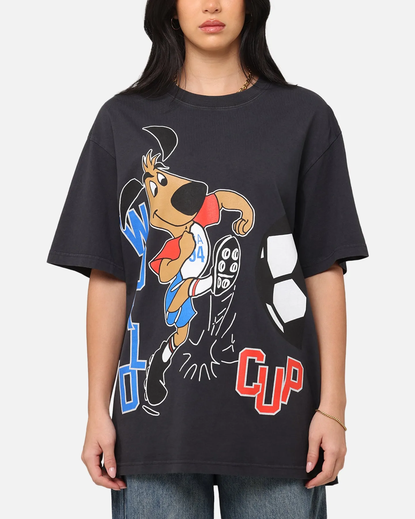 Fifa USA Mascot World Cup T-Shirt Faded Black Comfy Look Wear Playful Prints