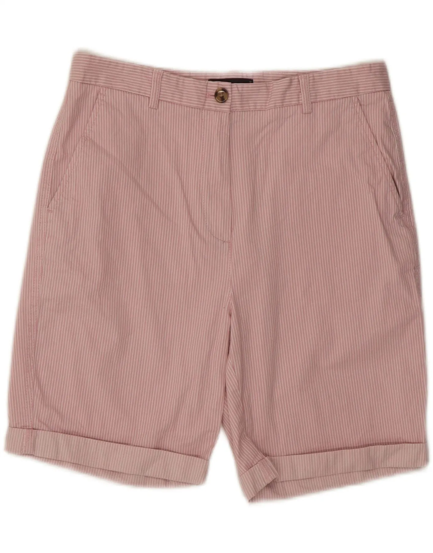 Casual Stretch MARKS & SPENCER Womens Chino Shorts UK 12 Medium W32  Pink Striped Cotton