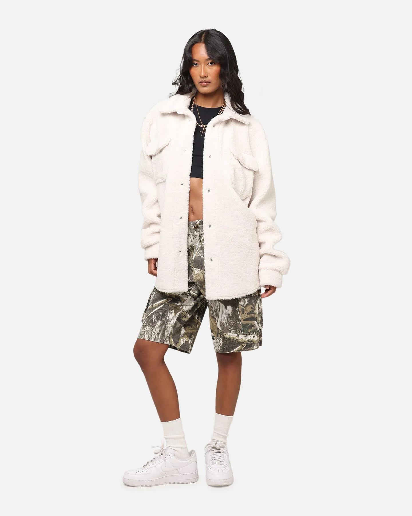 Low Maintenance Flexible Shoulder Seams XXIII Shearling Fur Jacket Cream