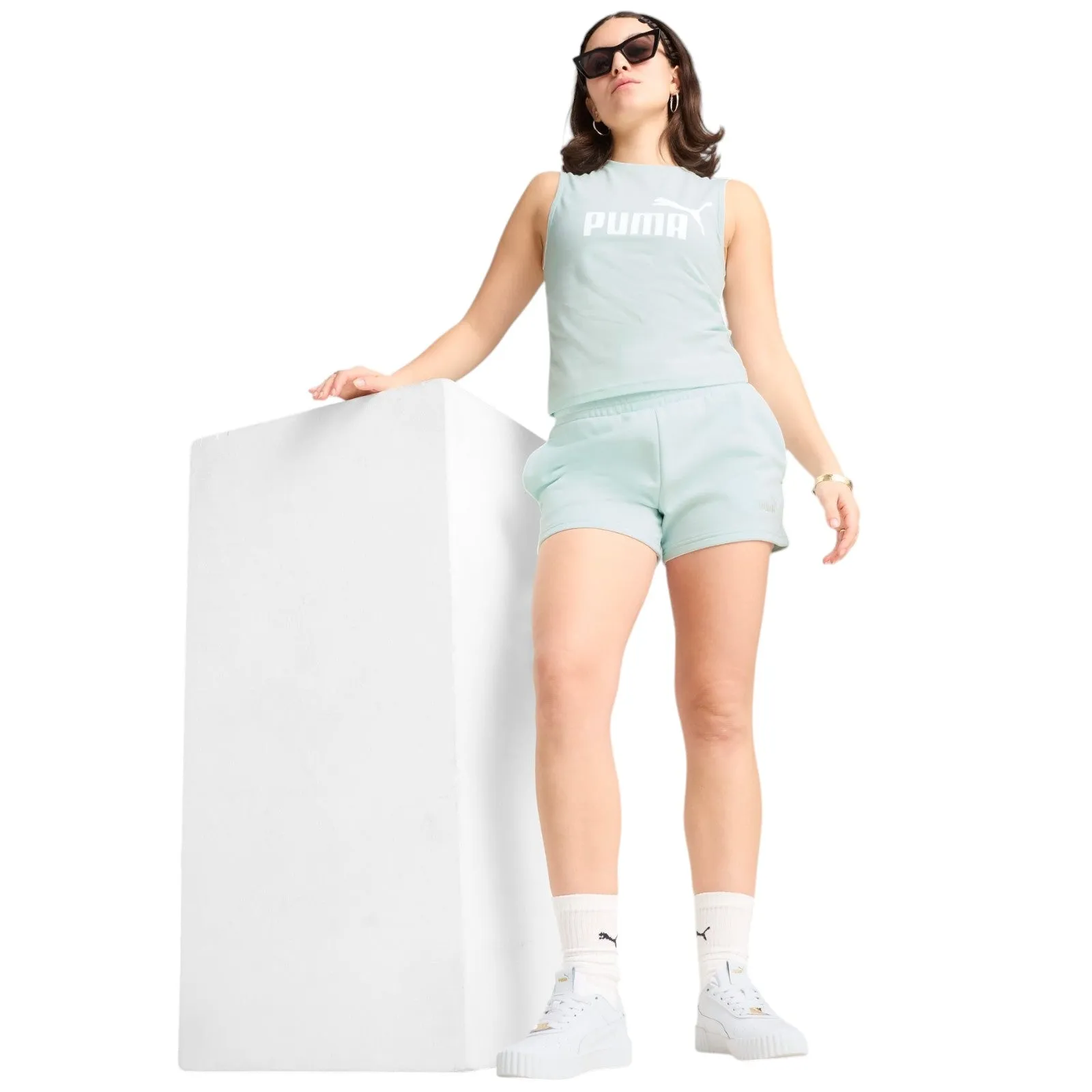 Wind Resistant Material Sweat Wicking Lining Puma Essentials Small No. 1 Logo 4'' Womens Short