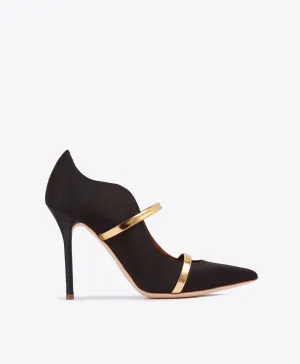 Maureen 100 Black & Gold Satin Pumps Flirty Energy Fashion Mood