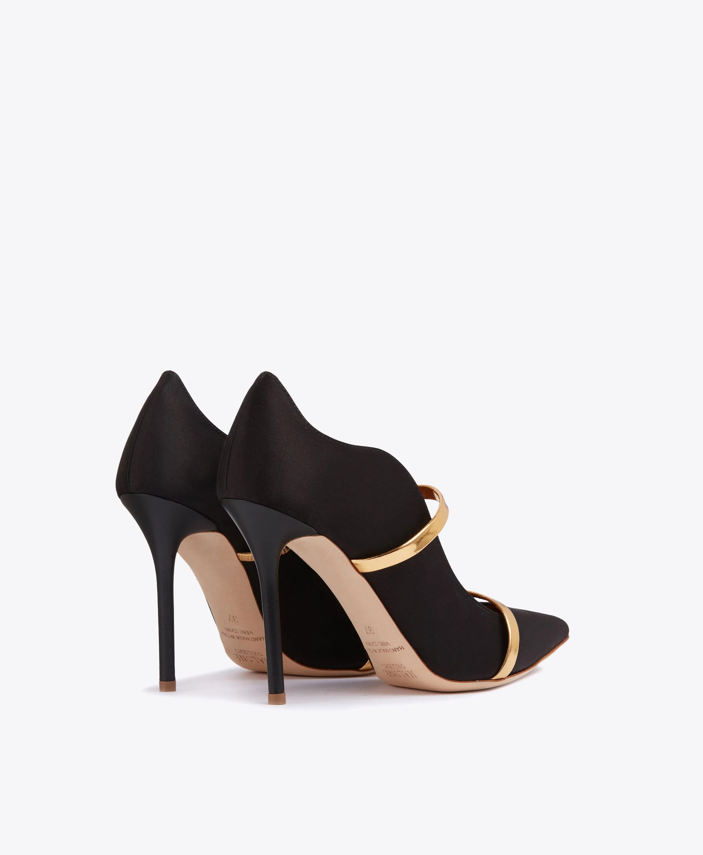 Maureen 100 Black & Gold Satin Pumps Street Glam Laced