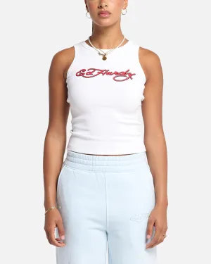 Ed Hardy Women's Tried And True Tank White yoga clothing High-End Quality