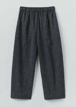 Stretch Material Comfort Control Stripe Linen Cotton Barrel Leg Pants | Shadow Blue/Black