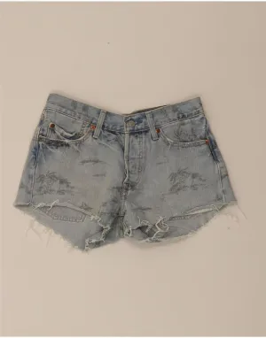 Ventilated Back Panels LEVI'S Womens 501 Denim Shorts W26 Small  Blue Floral Cotton